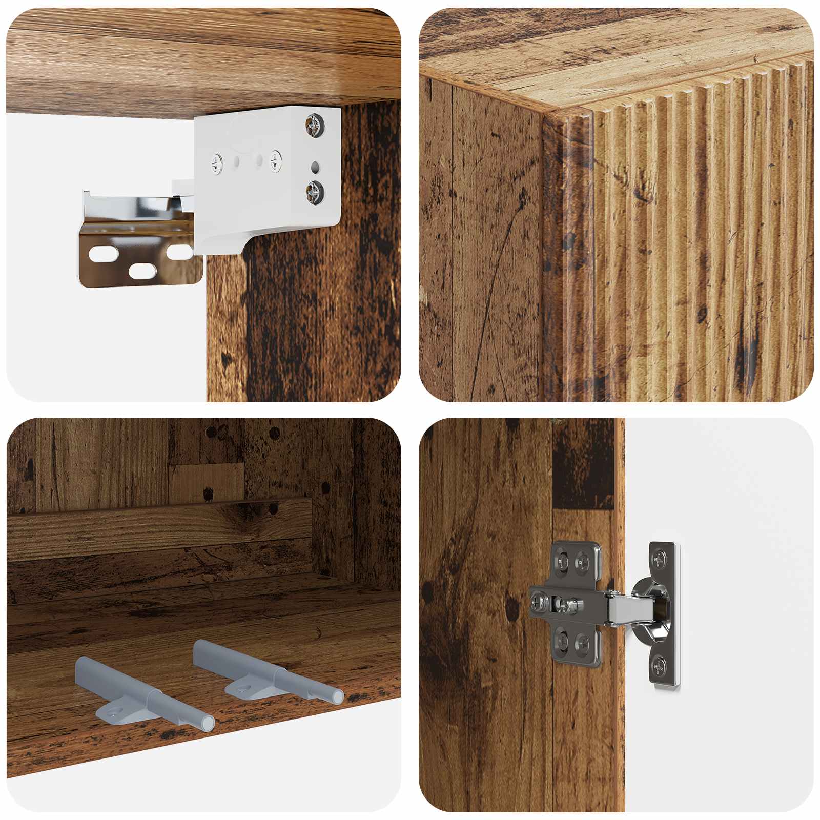 Wandkast Oud hout 66 x 34,5 x 90 cm Bewerkt hout – afbeelding 7
