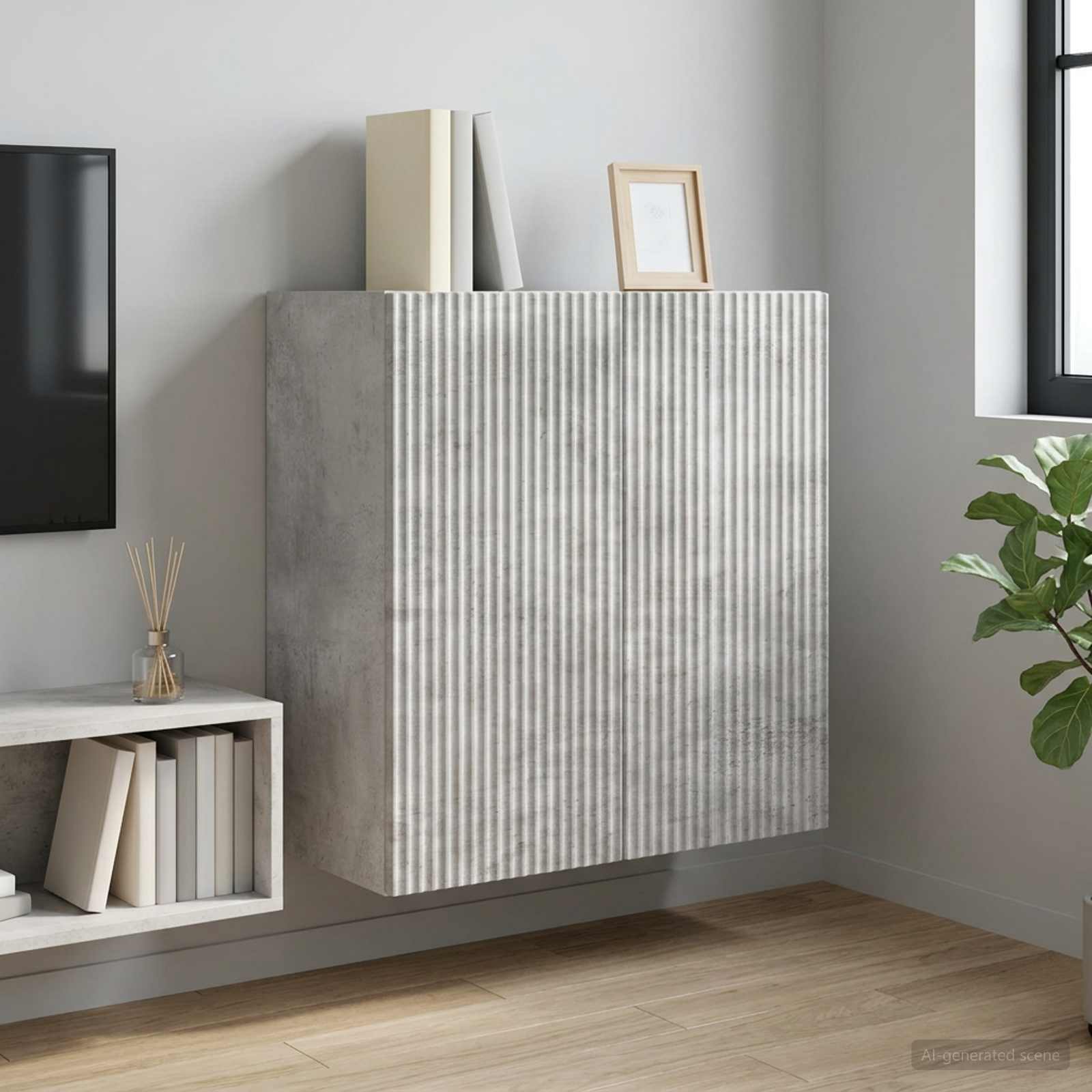 Wandkast Betongrijs 59 x 31 x 60 cm Bewerkt hout – afbeelding 1