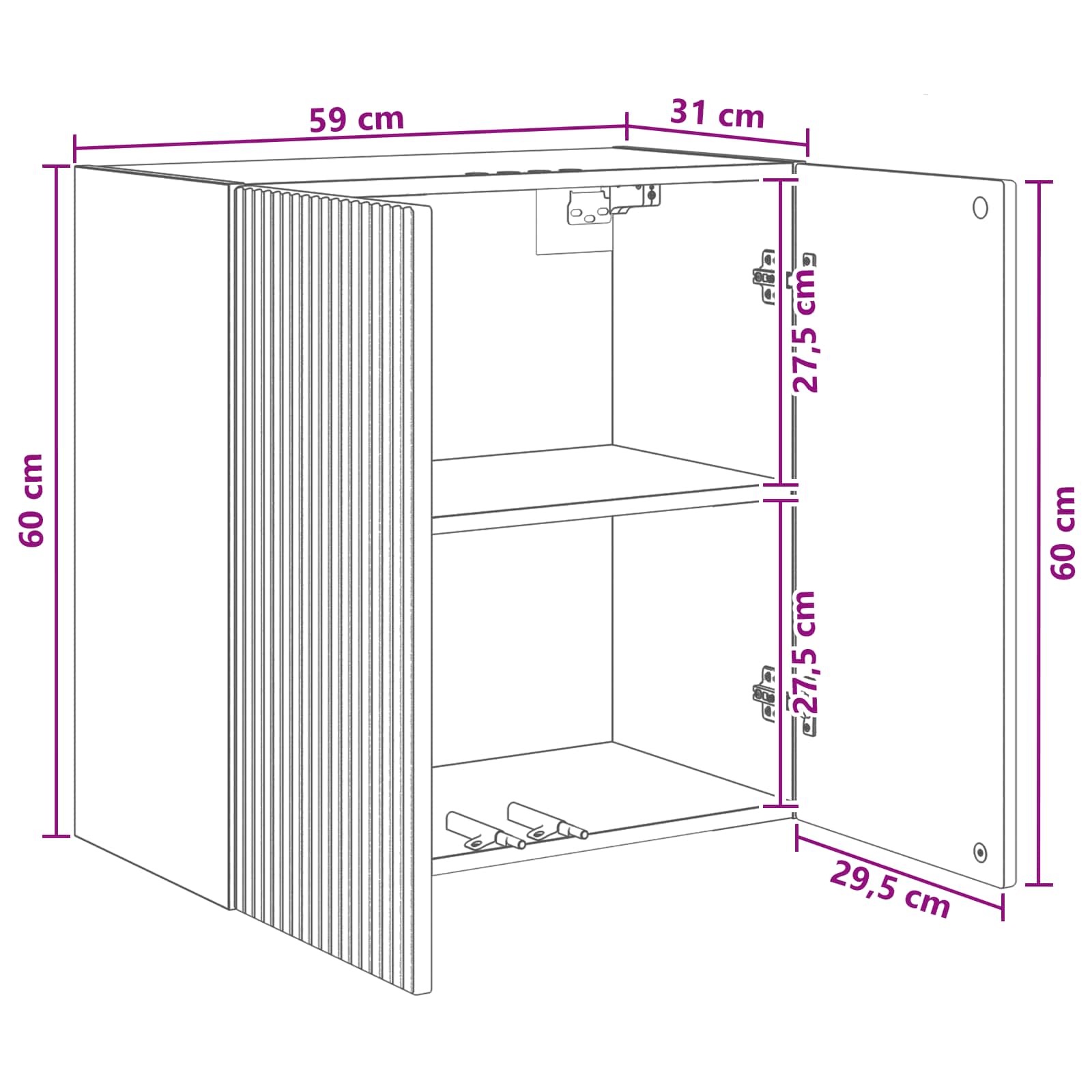 Wandkast Gerookt eiken 59 x 31 x 60 cm Bewerkt hout – afbeelding 9