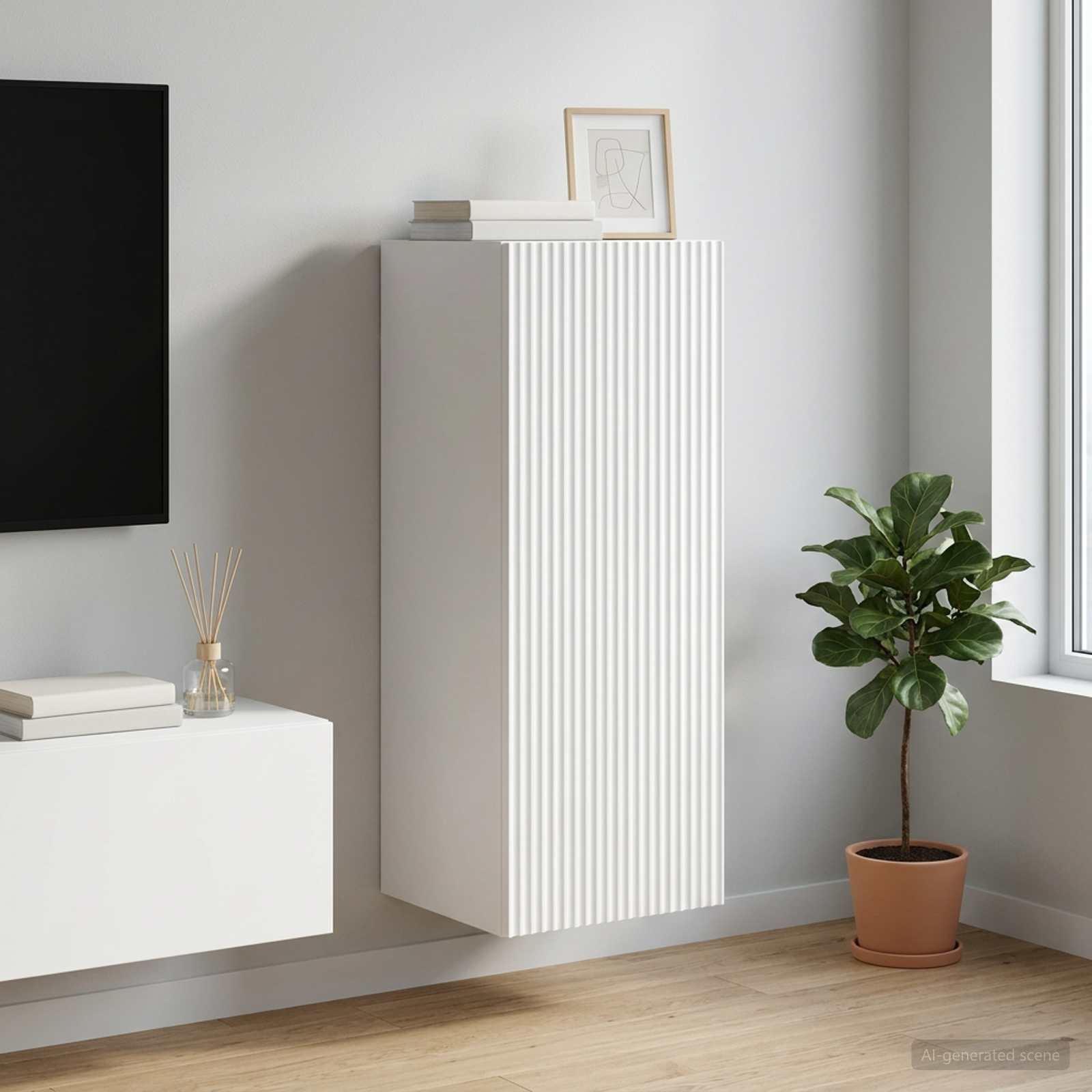 Wandkast 33 x 34,5 x 90 cm Bewerkt hout Wit