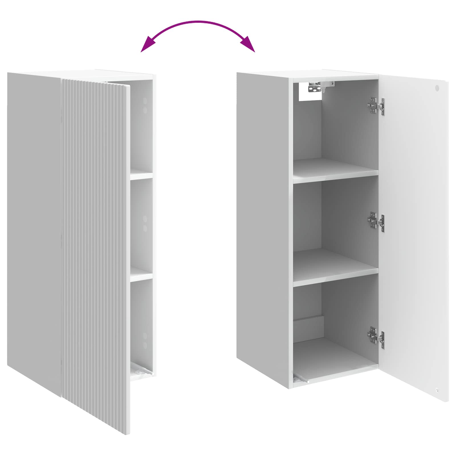 Wandkast Hoogglans Wit 33 x 34,5 x 90 cm Bewerkt hout – afbeelding 8