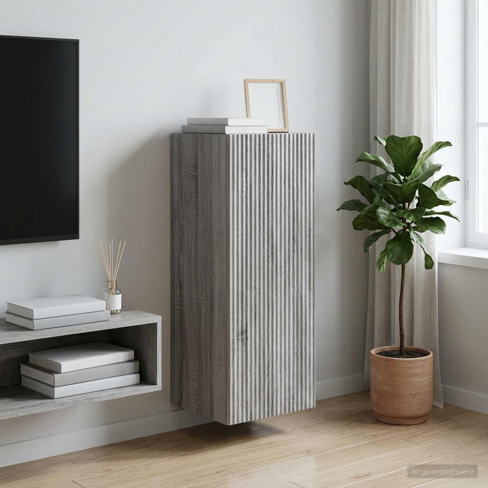 Wandkast Grijs Sonoma 33 x 34,5 x 90 cm Bewerkt hout – afbeelding 1