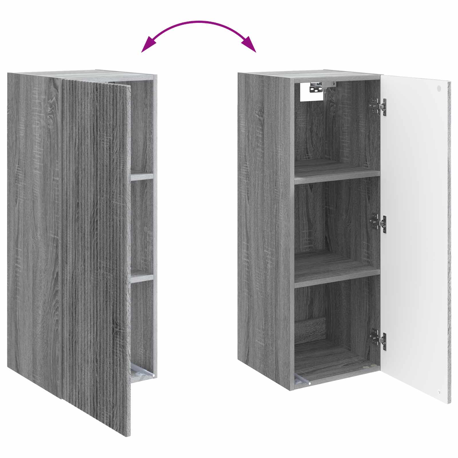 Wandkast Grijs Sonoma 33 x 34,5 x 90 cm Bewerkt hout – afbeelding 8