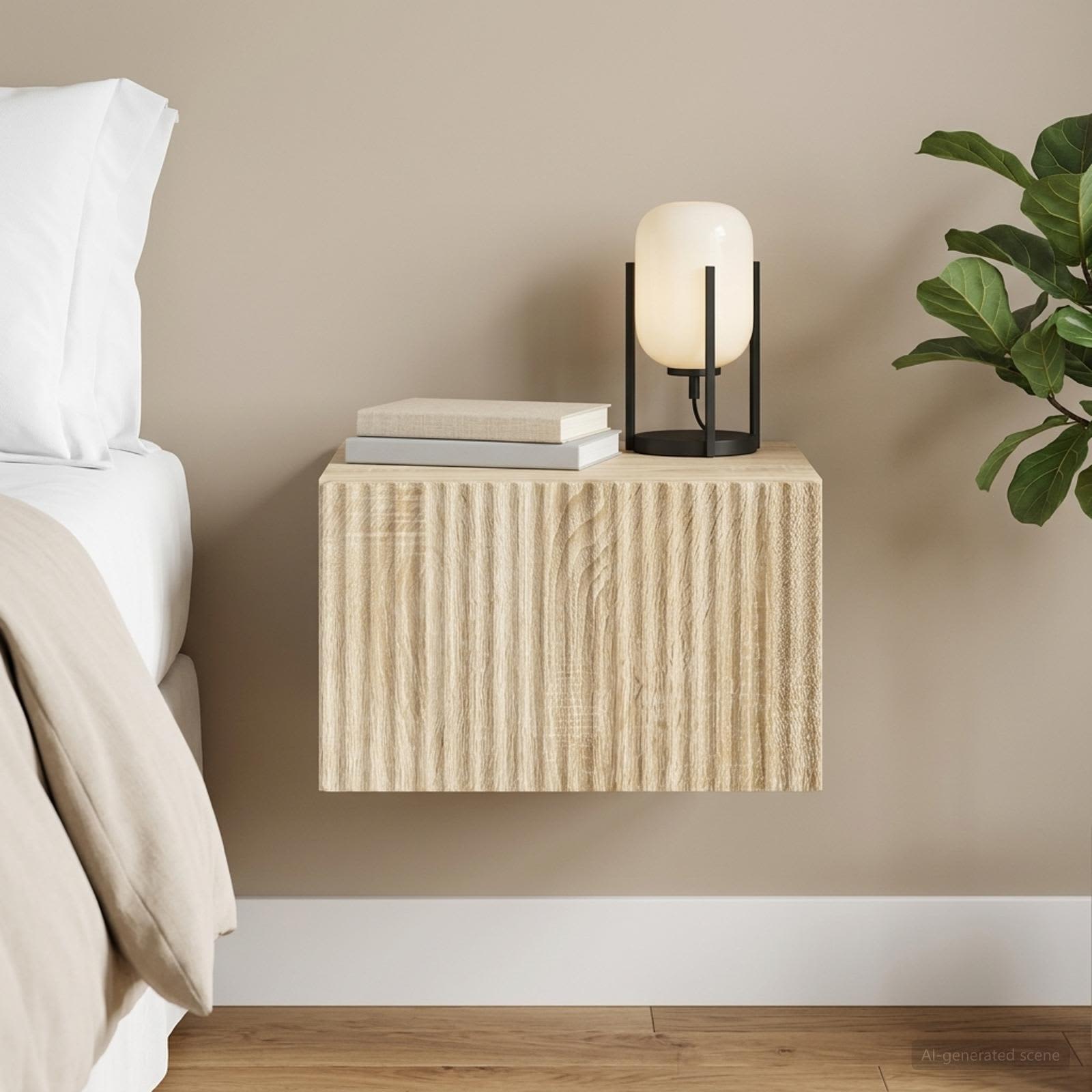 Wandbeugel Bedkast Sonoma Eiken 33 x 34,5 x 20 cm Bewerkt hout
