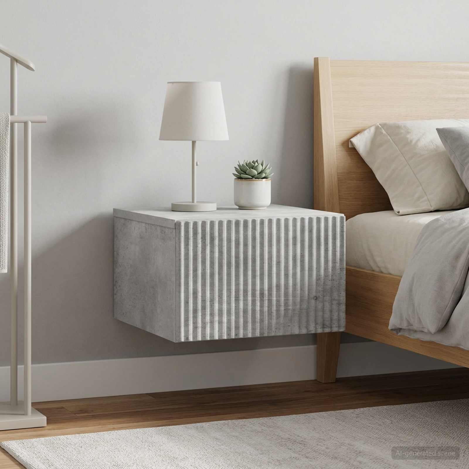 Wandbeugel Bedkast met lade 2 pcs Betongrijs 33 x 34,5 x 20 cm