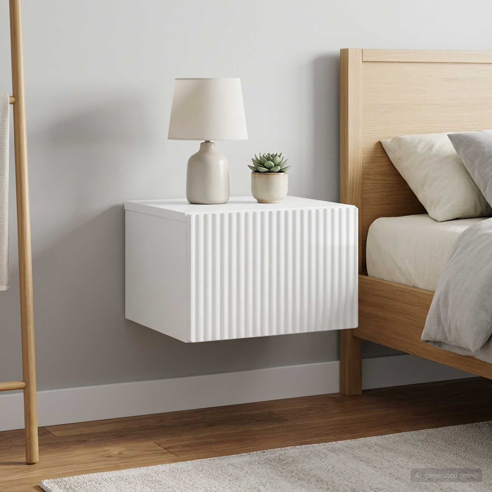 Wandbeugel Bedkast 2 pcs Hoogglans Wit 33 x 34,5 x 20 cm
