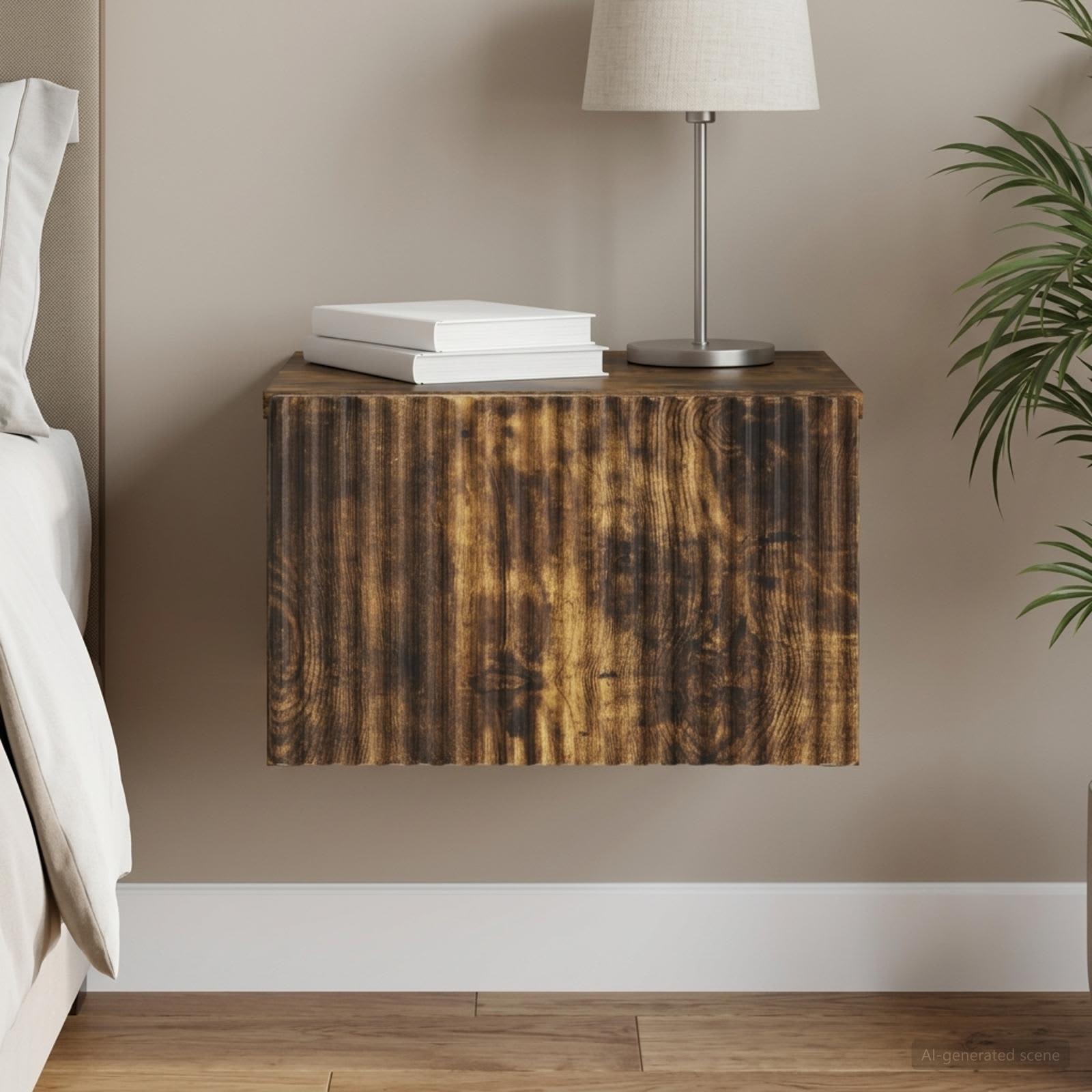 Wandbeugel Bedkast Gerookt eiken 33 x 34,5 x 20 cm Bewerkt hout