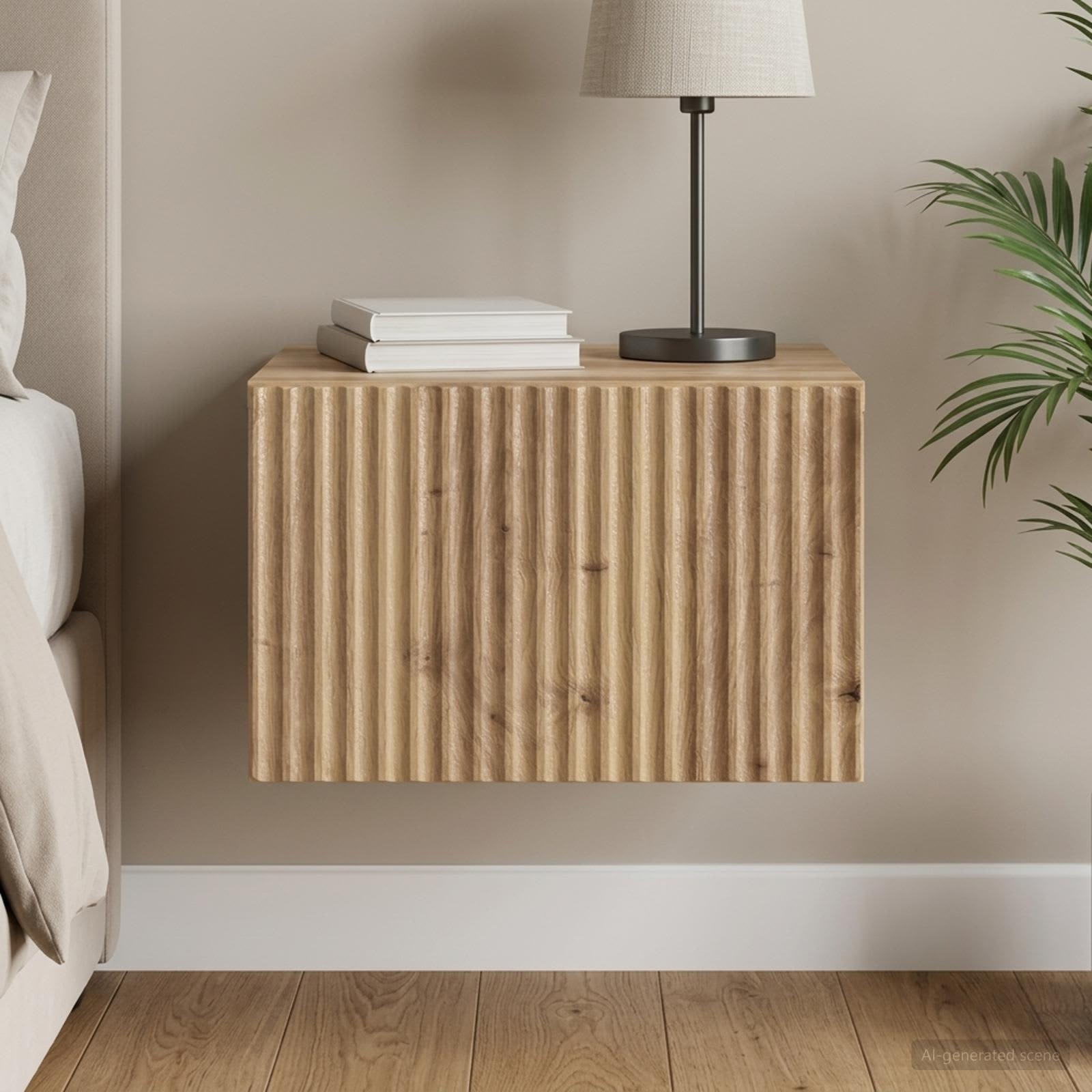 Wandbeugel Bedkast met lade Artisanaal eiken 33 x 34,5 x 20 cm