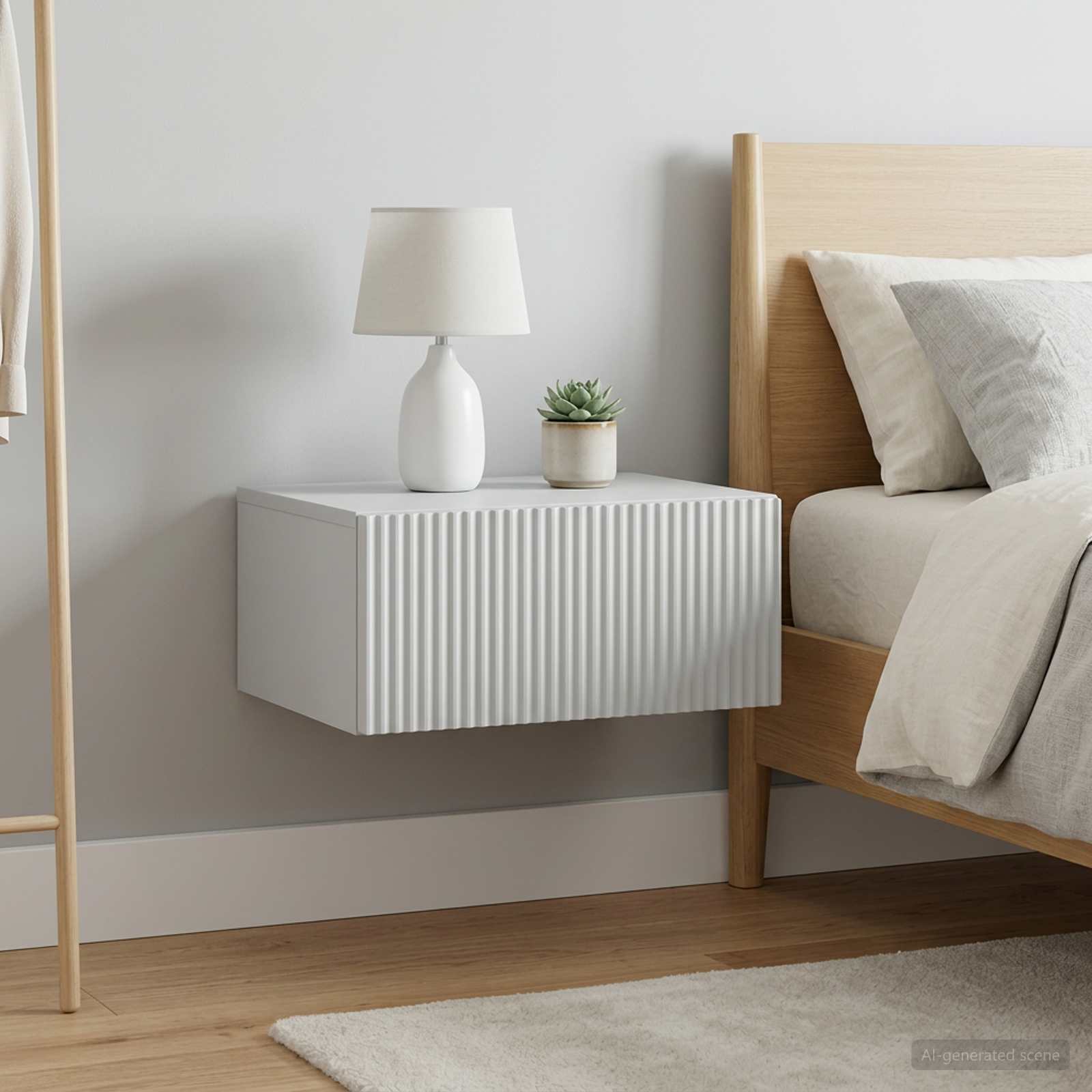 Wandbeugel Bedkast 2 pcs Wit 49 x 34,5 x 20 cm Bewerkt hout