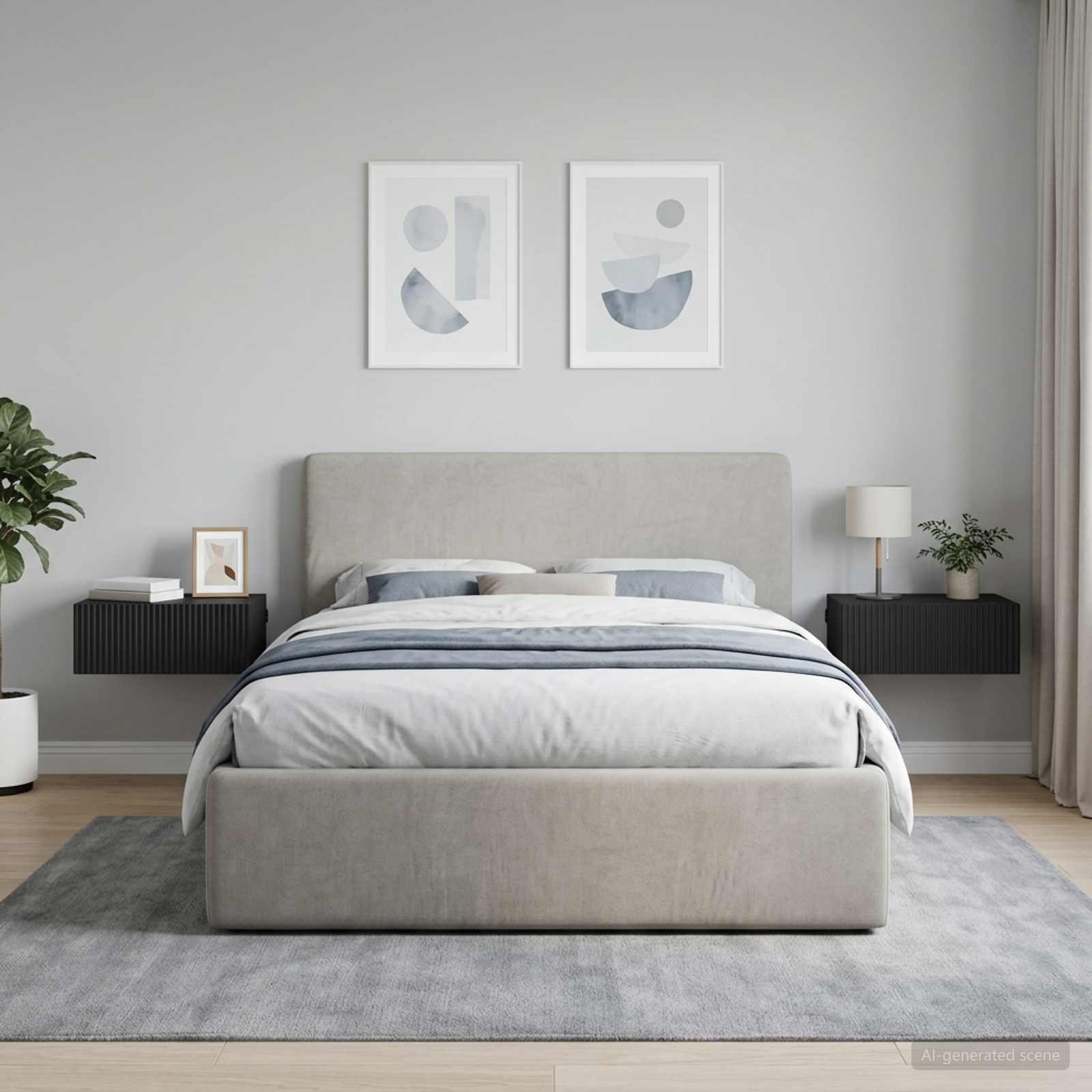 Wandbeugel Bedkast 2 pcs Zwart 49 x 34,5 x 20 cm Bewerkt hout