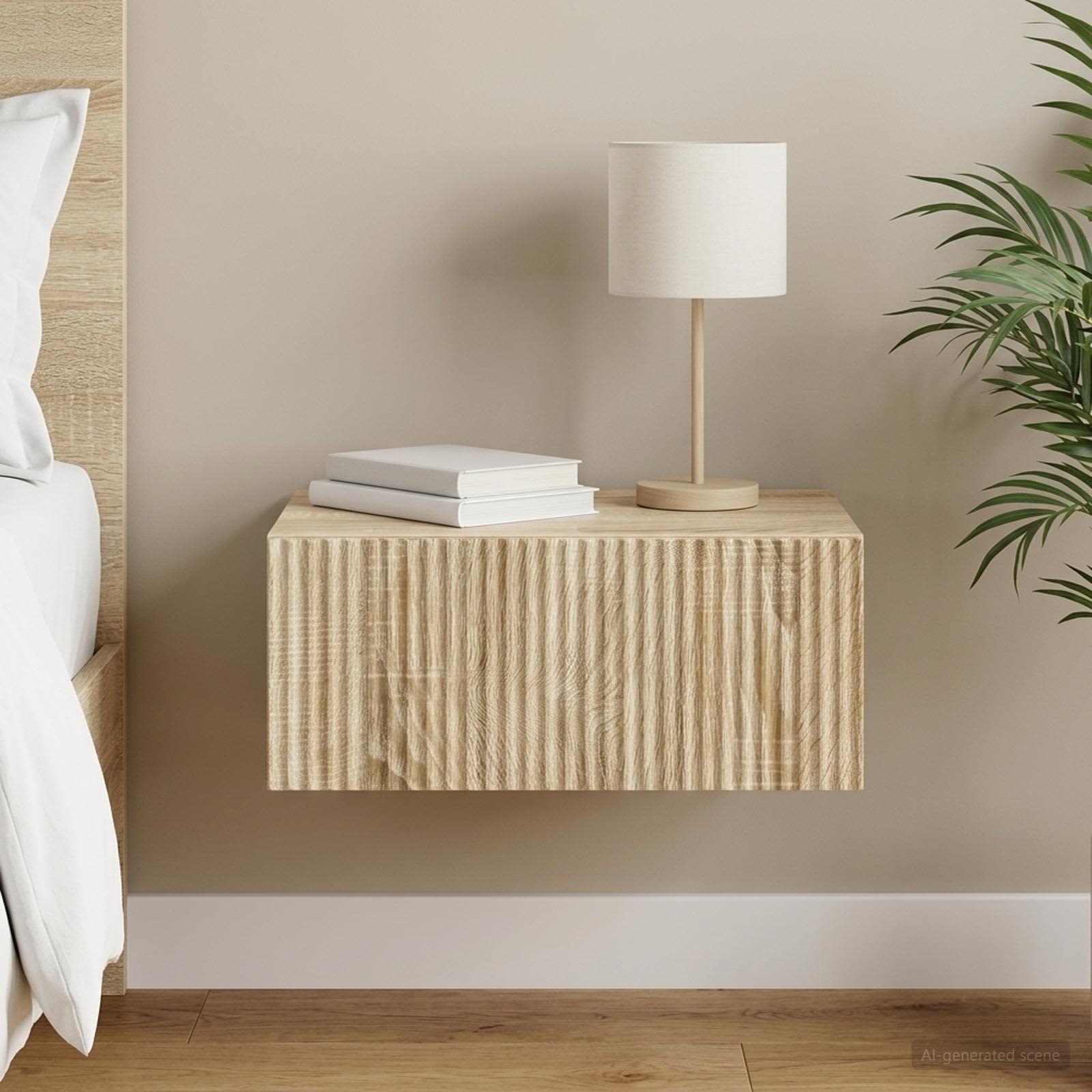 Wandbeugel Bedkast Sonoma Eiken 49 x 34,5 x 20 cm Bewerkt hout