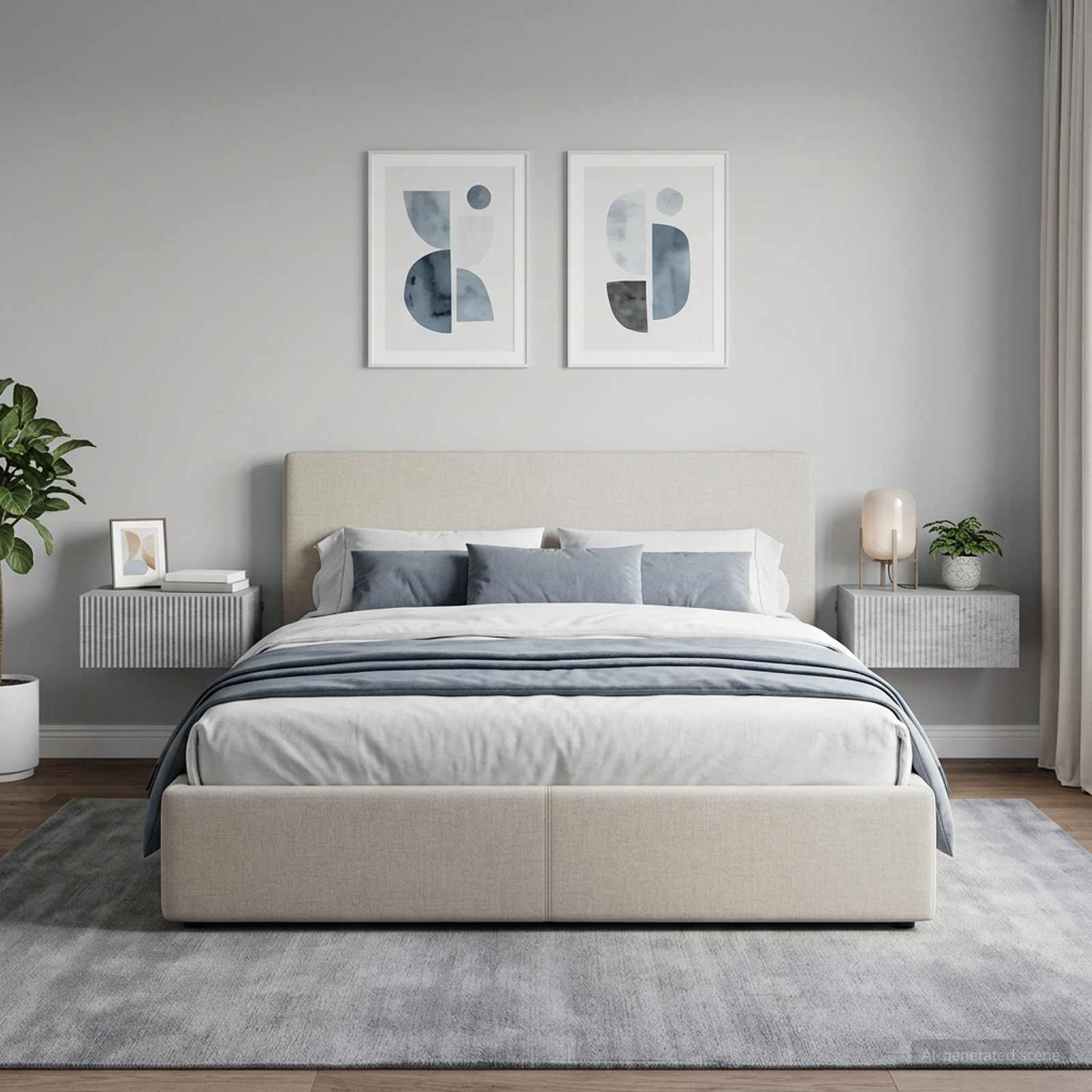 Wandbeugel Bedkast met lade 2 pcs Betongrijs 49 x 34,5 x 20 cm