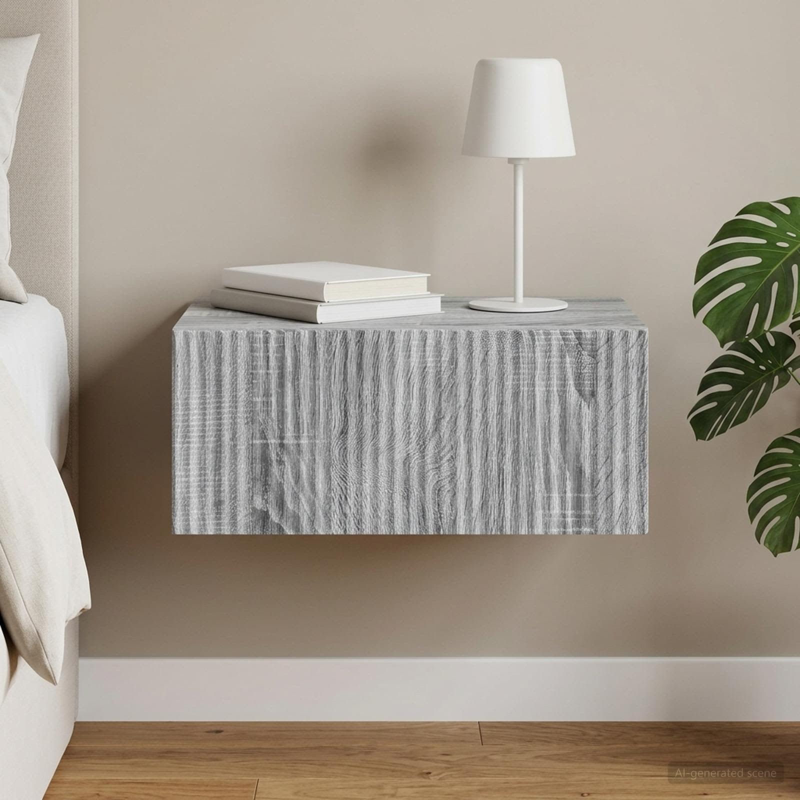 Wandbeugel Bedkast Grijs sonoma 49 x 34,5 x 20 cm Bewerkt hout