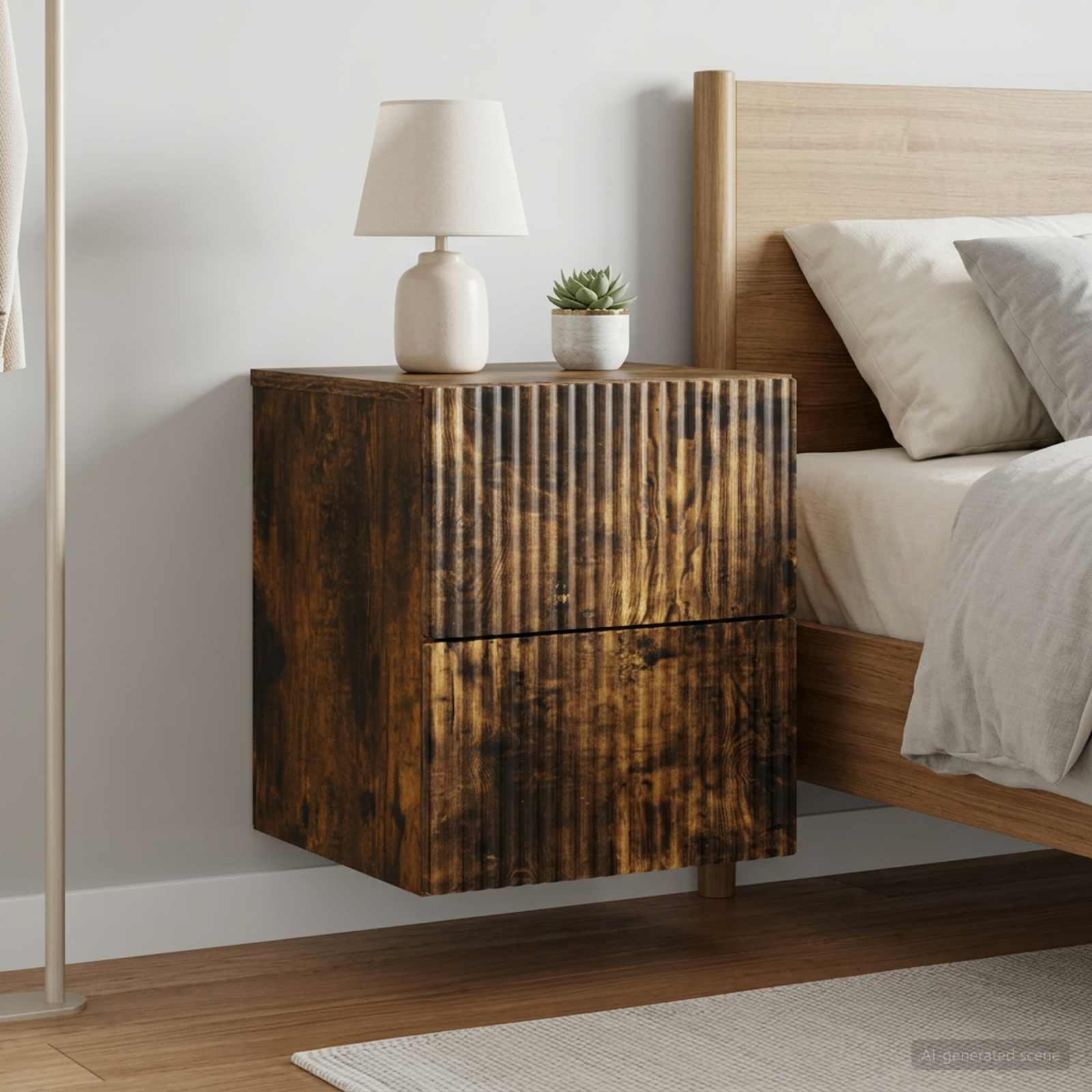 Wandbeugel Bedkast 2 pcs Gerookt eiken 33 x 34,5 x 40 cm
