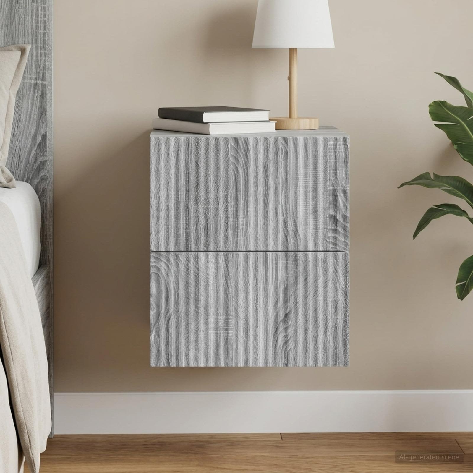 Wandbeugel Bedkast Grijs sonoma 33 x 34,5 x 40 cm Bewerkt hout