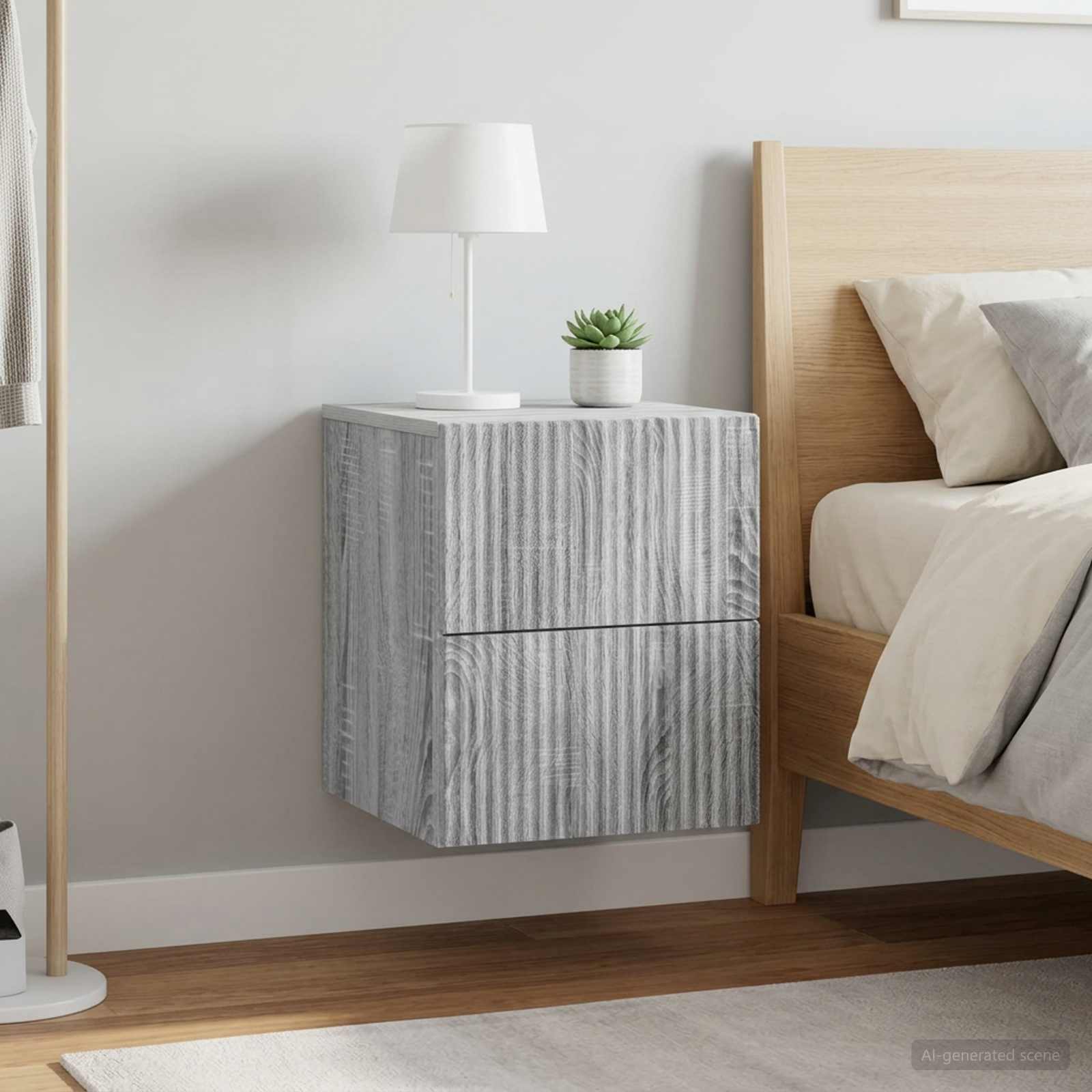 Wandbeugel Bedkast 2 pcs Grijs sonoma 33 x 34,5 x 40 cm