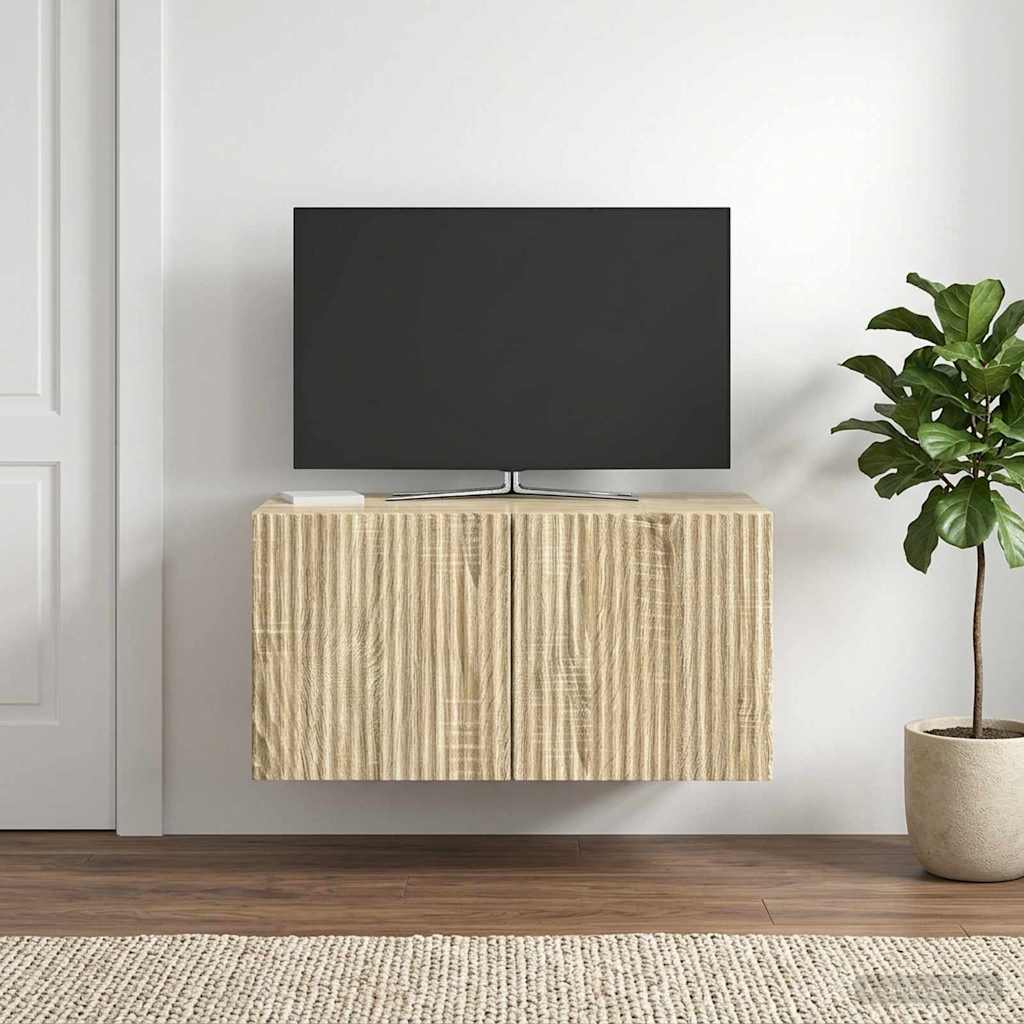 Wandbeugel TV-kast Sonoma Eiken 59,5 x 41 x 30 cm Bewerkt hout – afbeelding 1