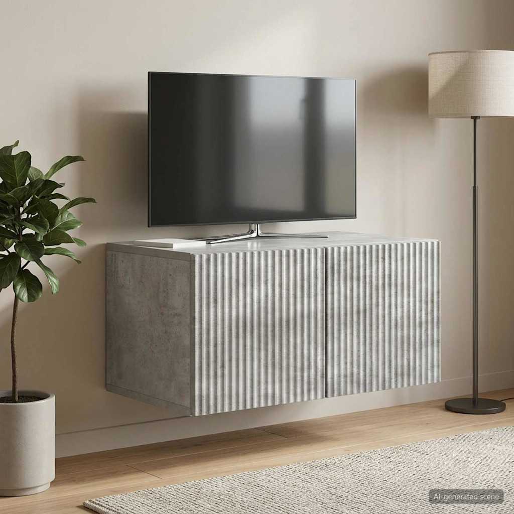 Wandbeugel TV-kast Betongrijs 59,5 x 41 x 30 cm Bewerkt hout