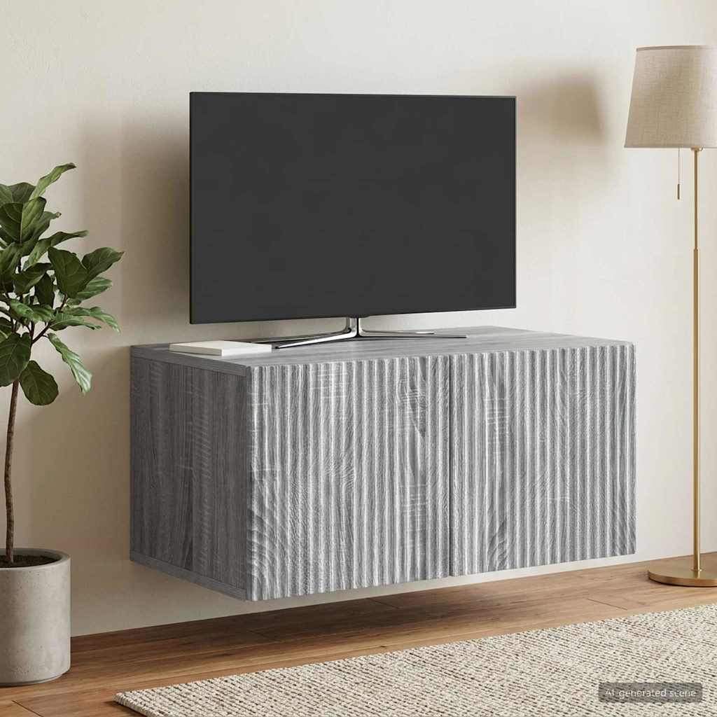 Wandbeugel TV-kast Grijs sonoma 59,5 x 41 x 30 cm Bewerkt hout