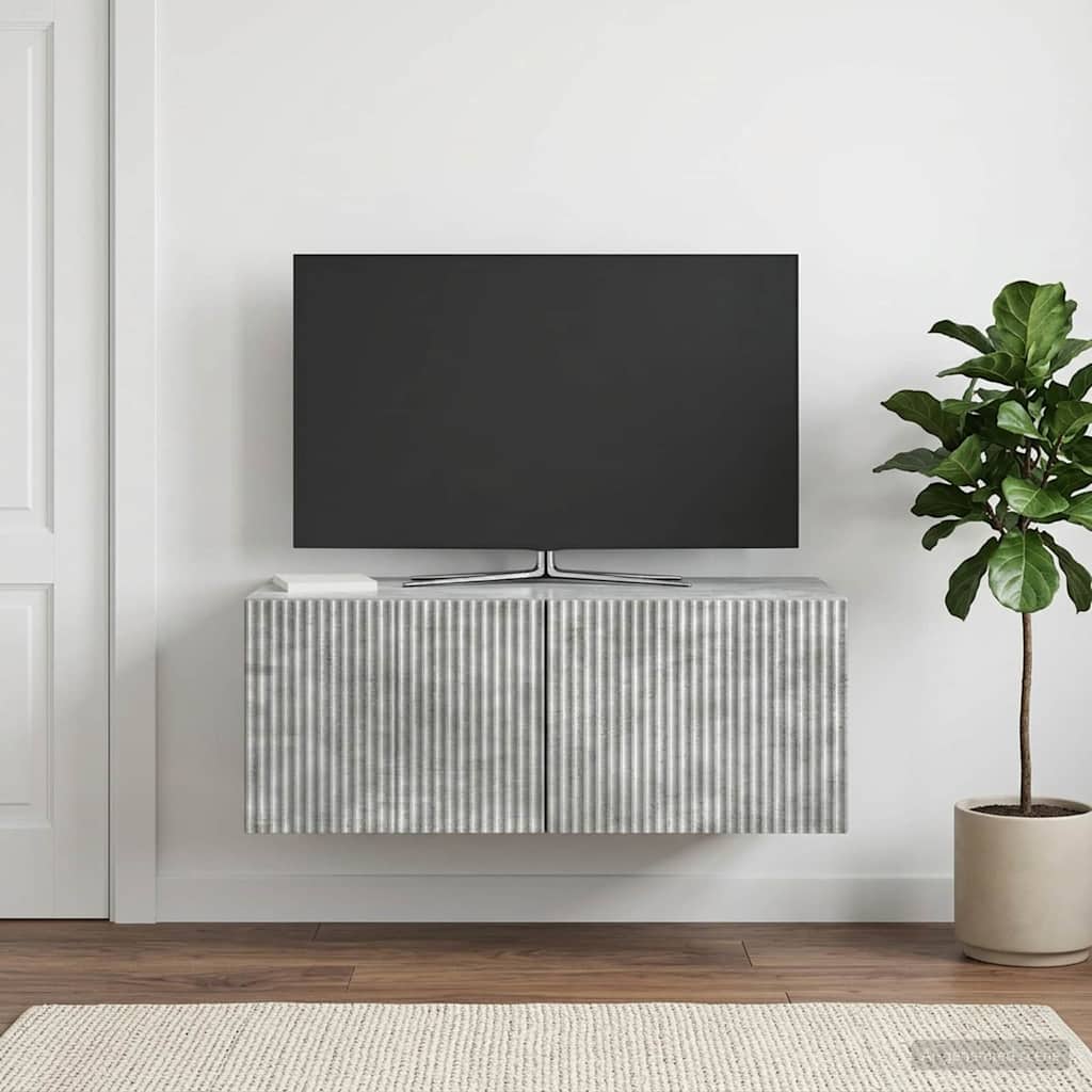 Wandbeugel TV-kast Betongrijs 78,5 x 41 x 30 cm Bewerkt hout