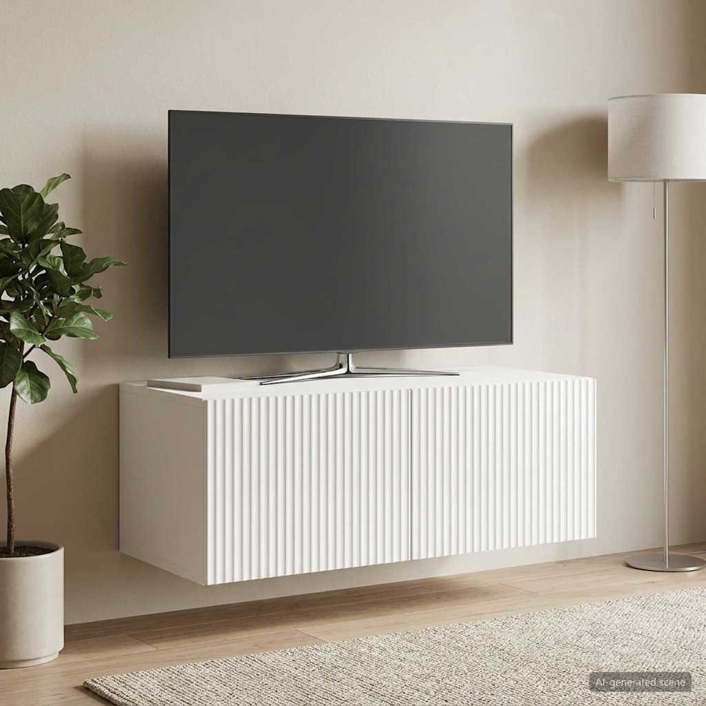Wandbeugel TV-kast Hoogglans Wit 78,5 x 41 x 30 cm Bewerkt hout – afbeelding 1