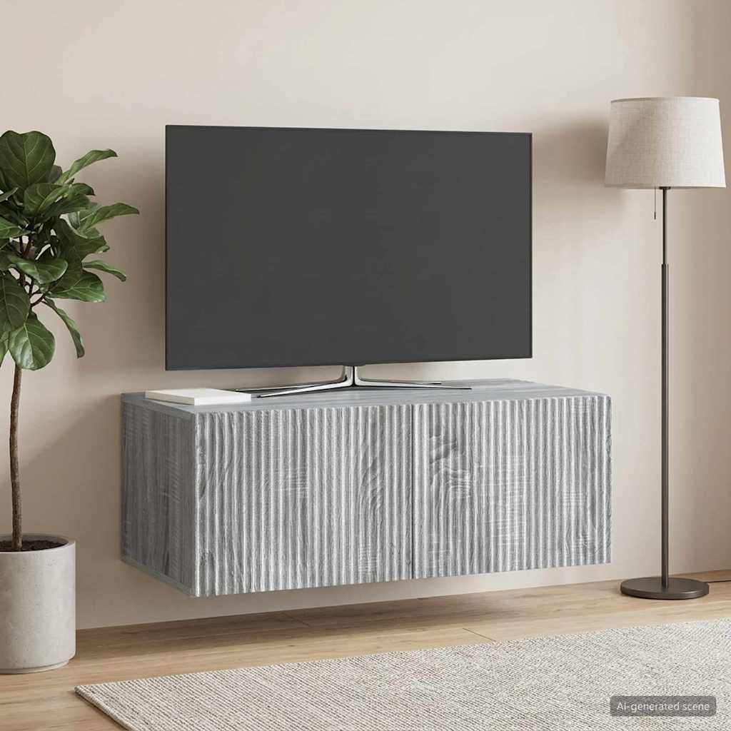 Wandbeugel TV-kast Grijs sonoma 78,5 x 41 x 30 cm Bewerkt hout – afbeelding 1