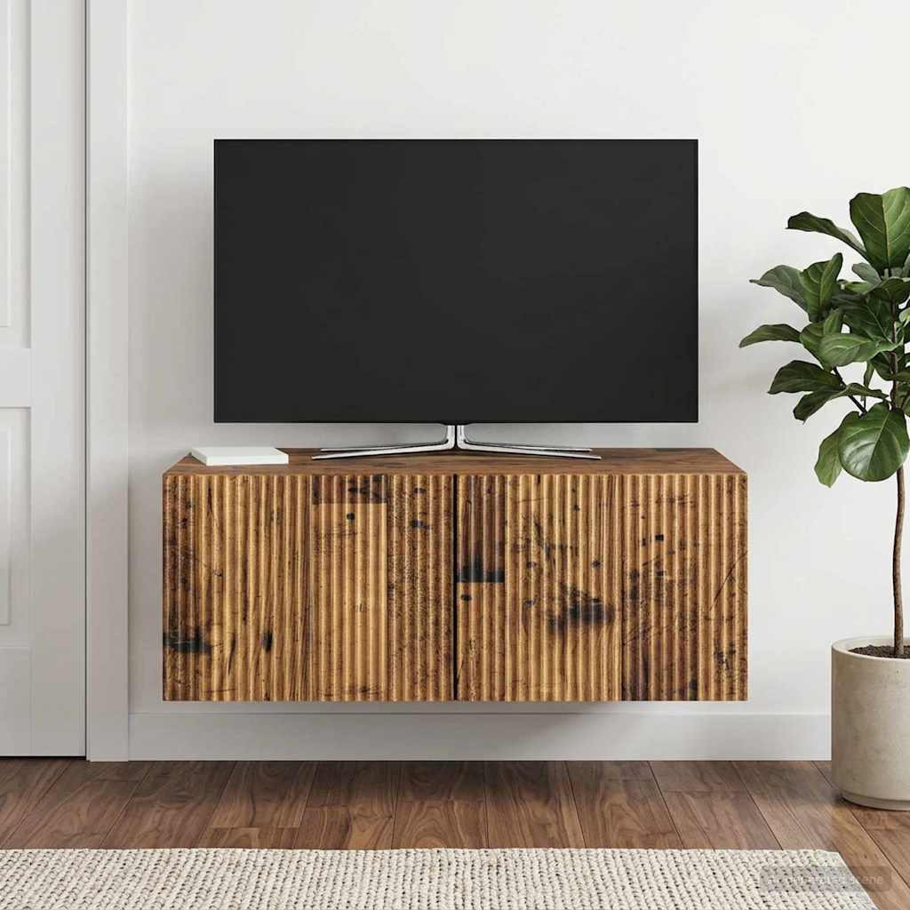Wandbeugel TV-kast Oud hout 78,5 x 41 x 30 cm Bewerkt hout – afbeelding 1