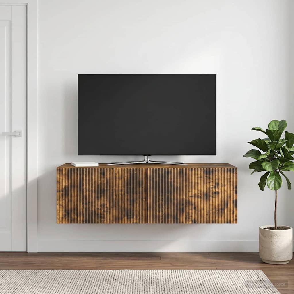 Wandbeugel TV-kast Gerookt eiken 98 x 41 x 30 cm Bewerkt hout