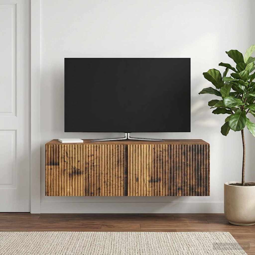 Wandbeugel TV-kast Oud hout 98 x 41 x 30 cm Bewerkt hout