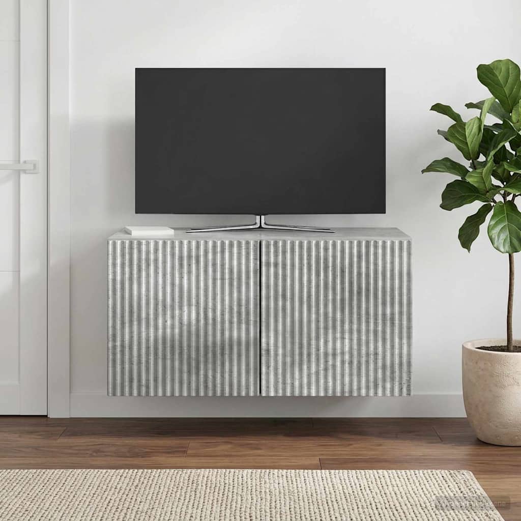 Wandbeugel TV-kast Betongrijs 59,5 x 31 x 30 cm Bewerkt hout