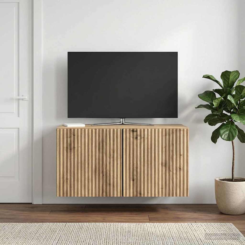 Wandbeugel TV-kast Artisanaal eiken 59,5 x 31 x 30 cm