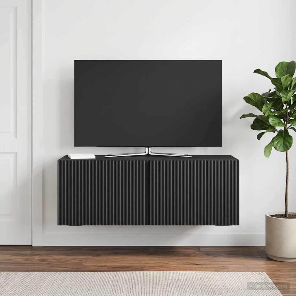 Wandbeugel TV-kast Zwart 78,5 x 31 x 30 cm Bewerkt hout