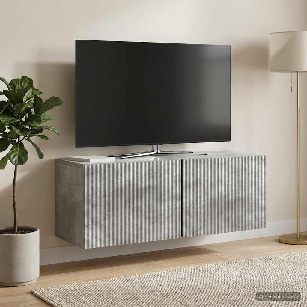 Wandbeugel TV-kast Betongrijs 78,5 x 31 x 30 cm Bewerkt hout – afbeelding 1
