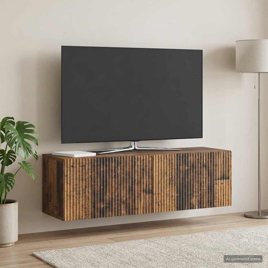 Wandbeugel TV-kast Oud hout 98 x 31 x 30 cm Bewerkt hout