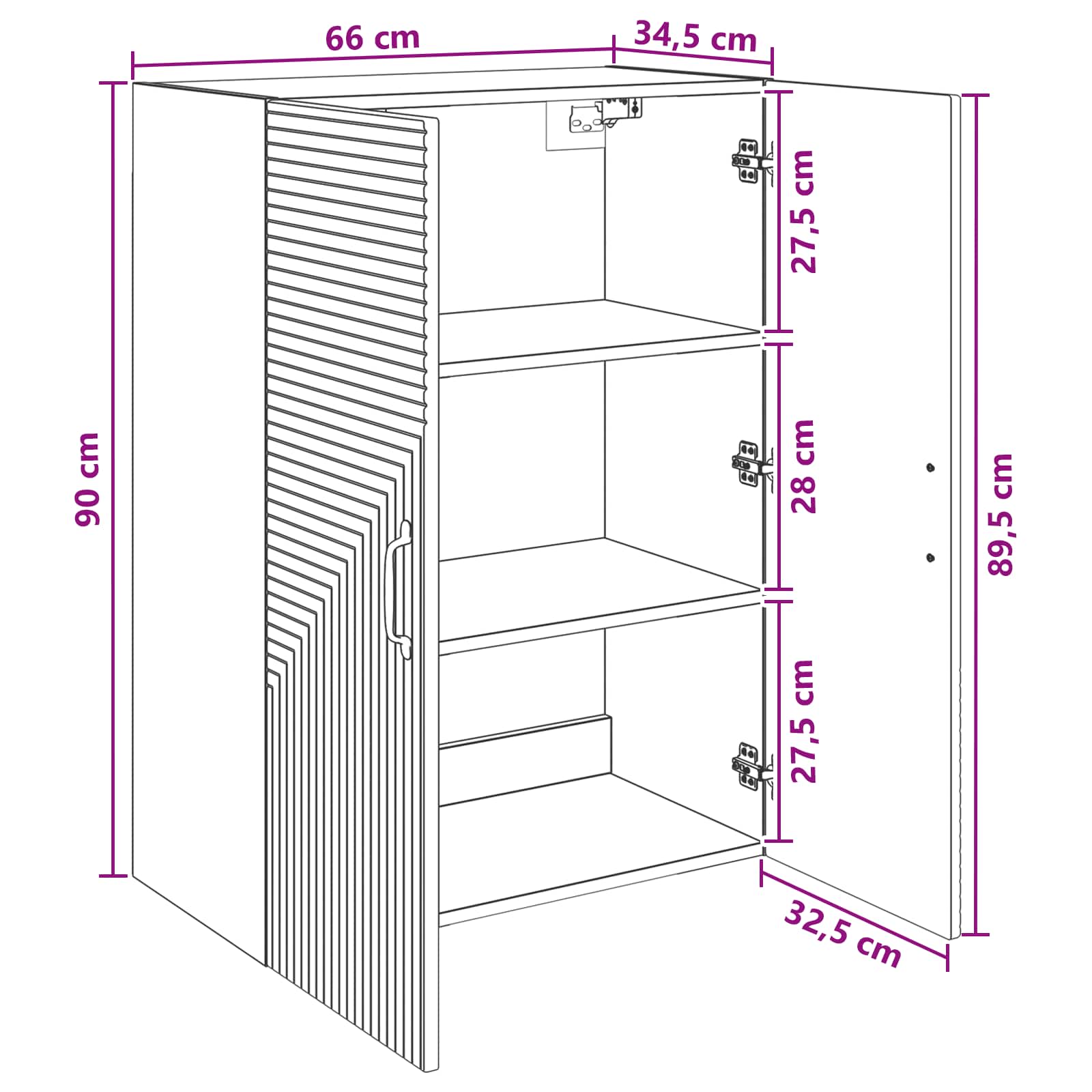 Wandkast Sonoma Eiken 66 x 34,5 x 90 cm Bewerkt hout – afbeelding 8