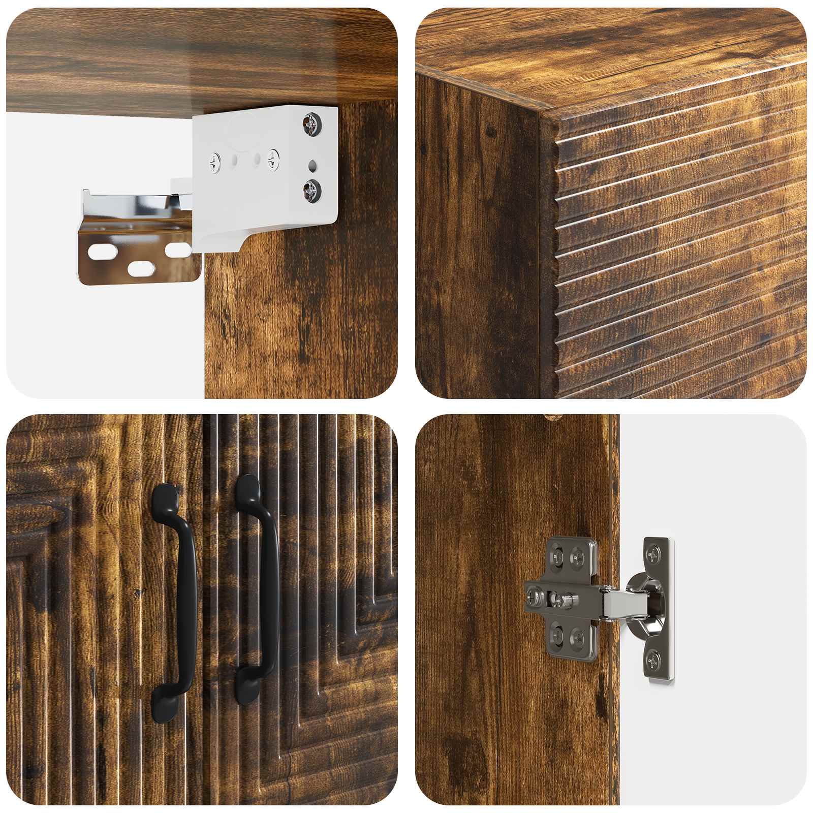 Wandkast Gerookt eiken 66 x 34,5 x 90 cm Bewerkt hout – afbeelding 7