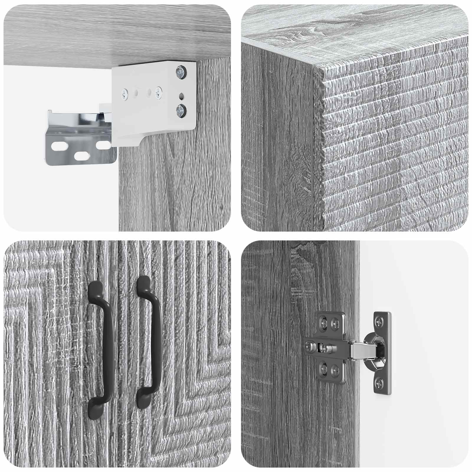 Wandkast Grijs Sonoma 66 x 34,5 x 90 cm Bewerkt hout – afbeelding 7