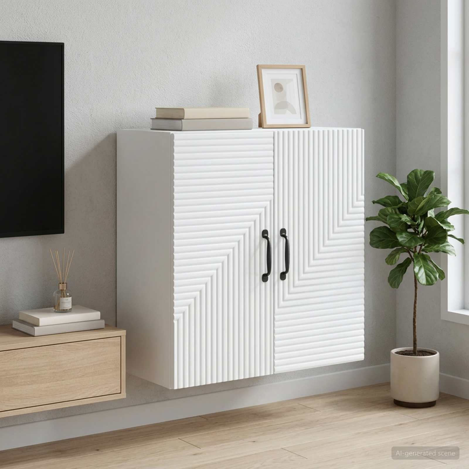 Wandkast Wit 59 x 31 x 60 cm Bewerkt hout