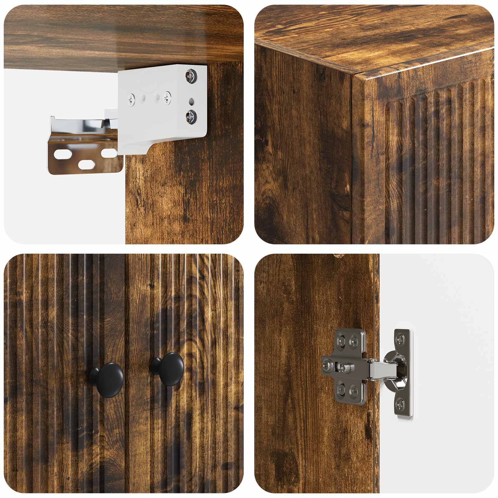 Wandkast Gerookt eiken 59 x 31 x 60 cm Bewerkt hout – afbeelding 7