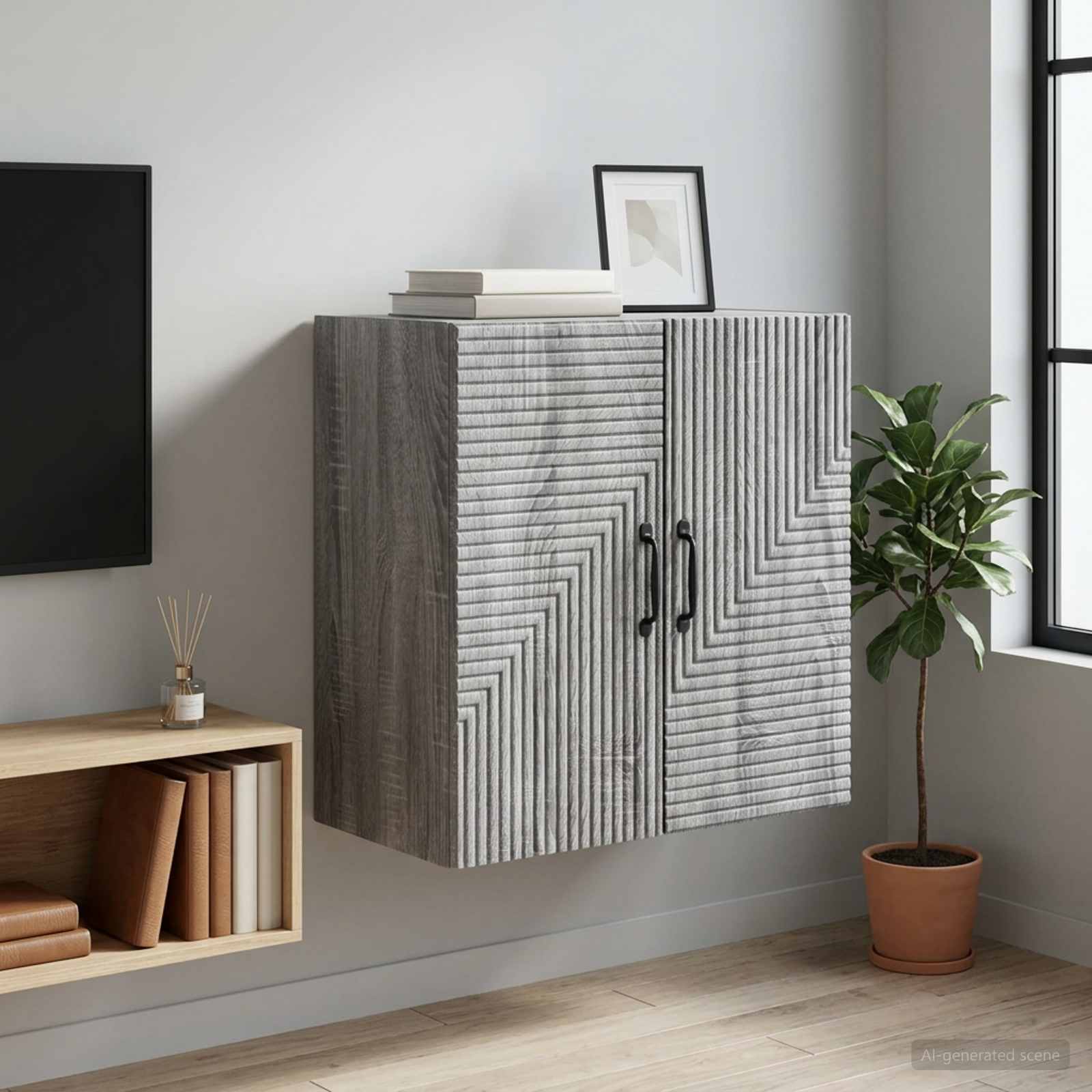 Wandkast Grijs Sonoma 59 x 31 x 60 cm Bewerkt hout – afbeelding 1