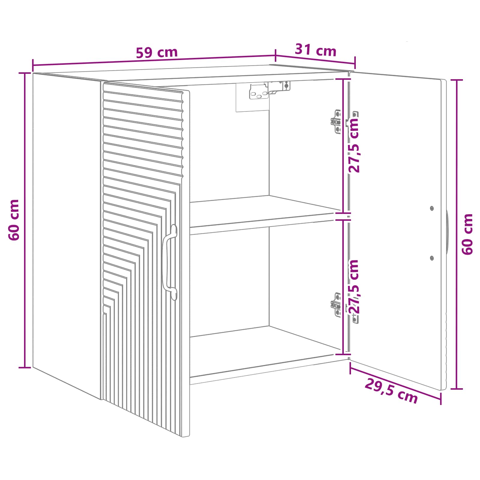Wandkast Grijs Sonoma 59 x 31 x 60 cm Bewerkt hout – afbeelding 8