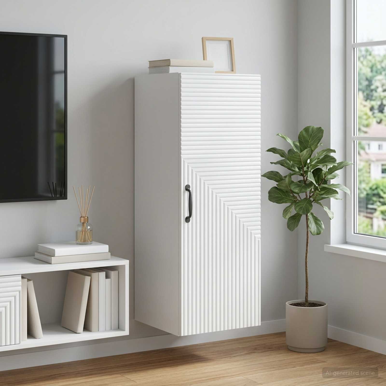 Wandkast Wit 33 x 34,5 x 90 cm Bewerkt hout