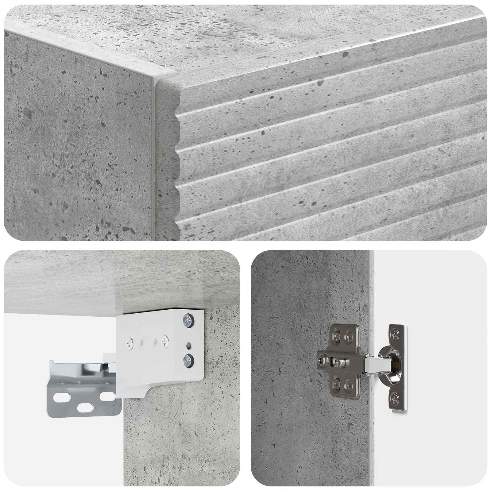 Wandkast Betongrijs 33 x 34,5 x 90 cm Bewerkt hout – afbeelding 7