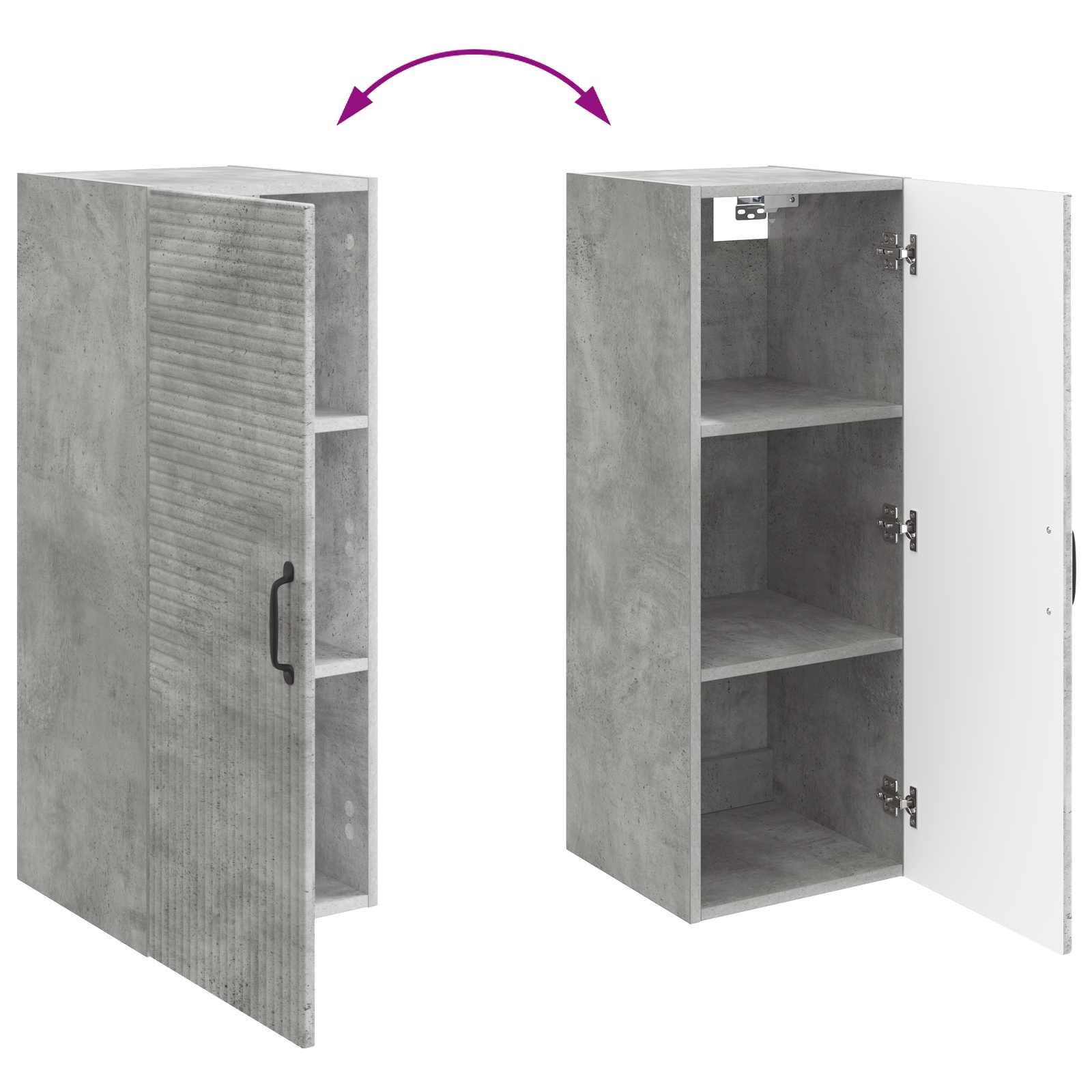 Wandkast Betongrijs 33 x 34,5 x 90 cm Bewerkt hout – afbeelding 8
