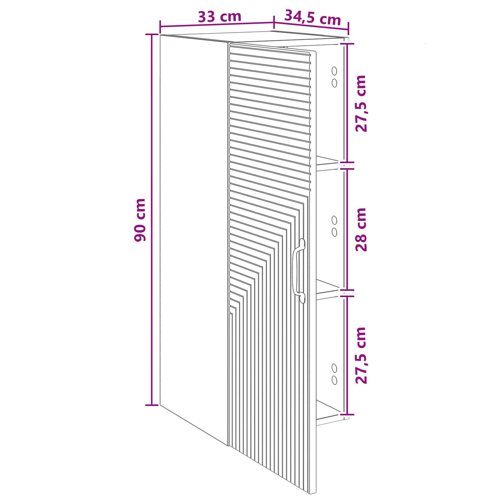 Wandkast Betongrijs 33 x 34,5 x 90 cm Bewerkt hout – afbeelding 9