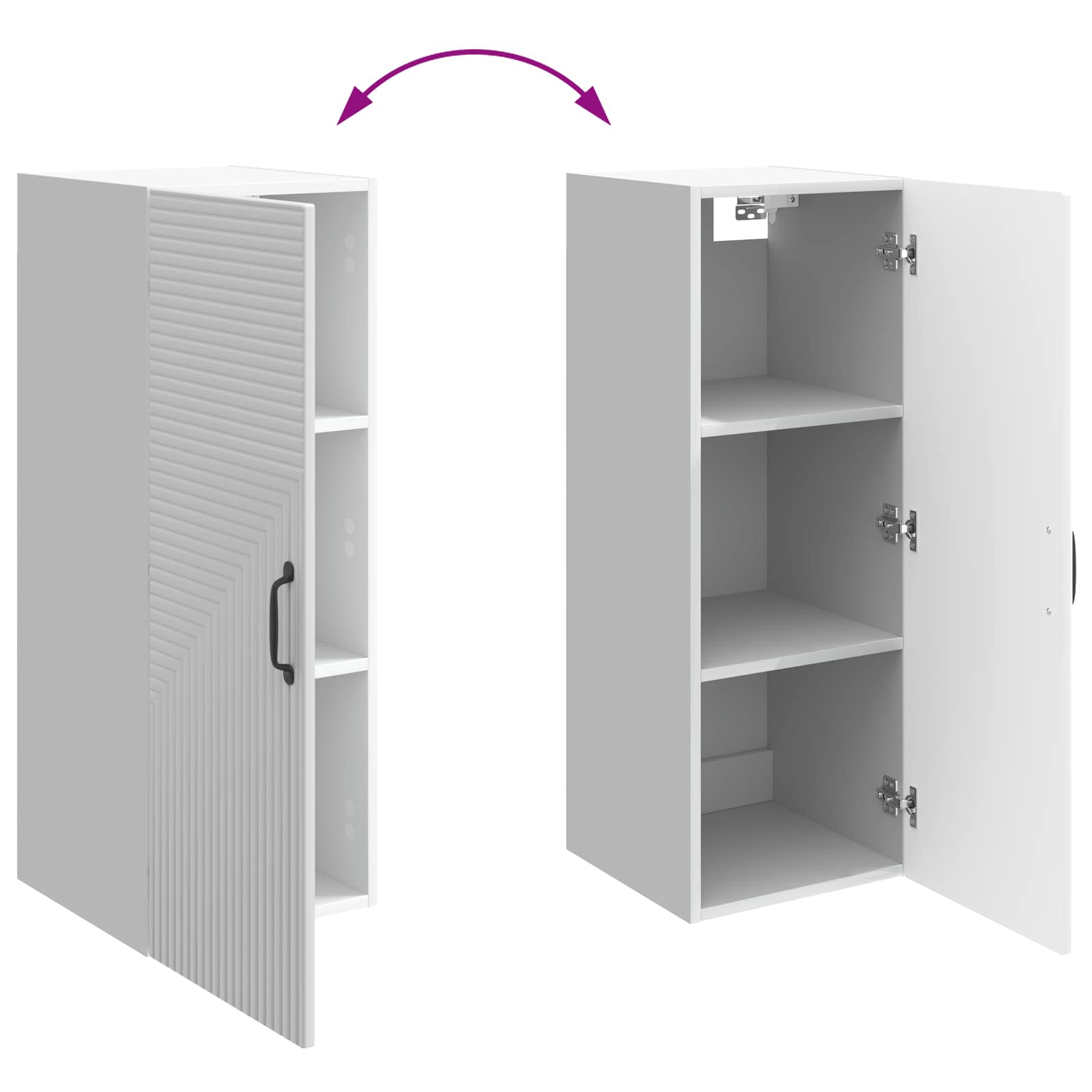 Wandkast Hoogglans Wit 33 x 34,5 x 90 cm Bewerkt hout – afbeelding 8