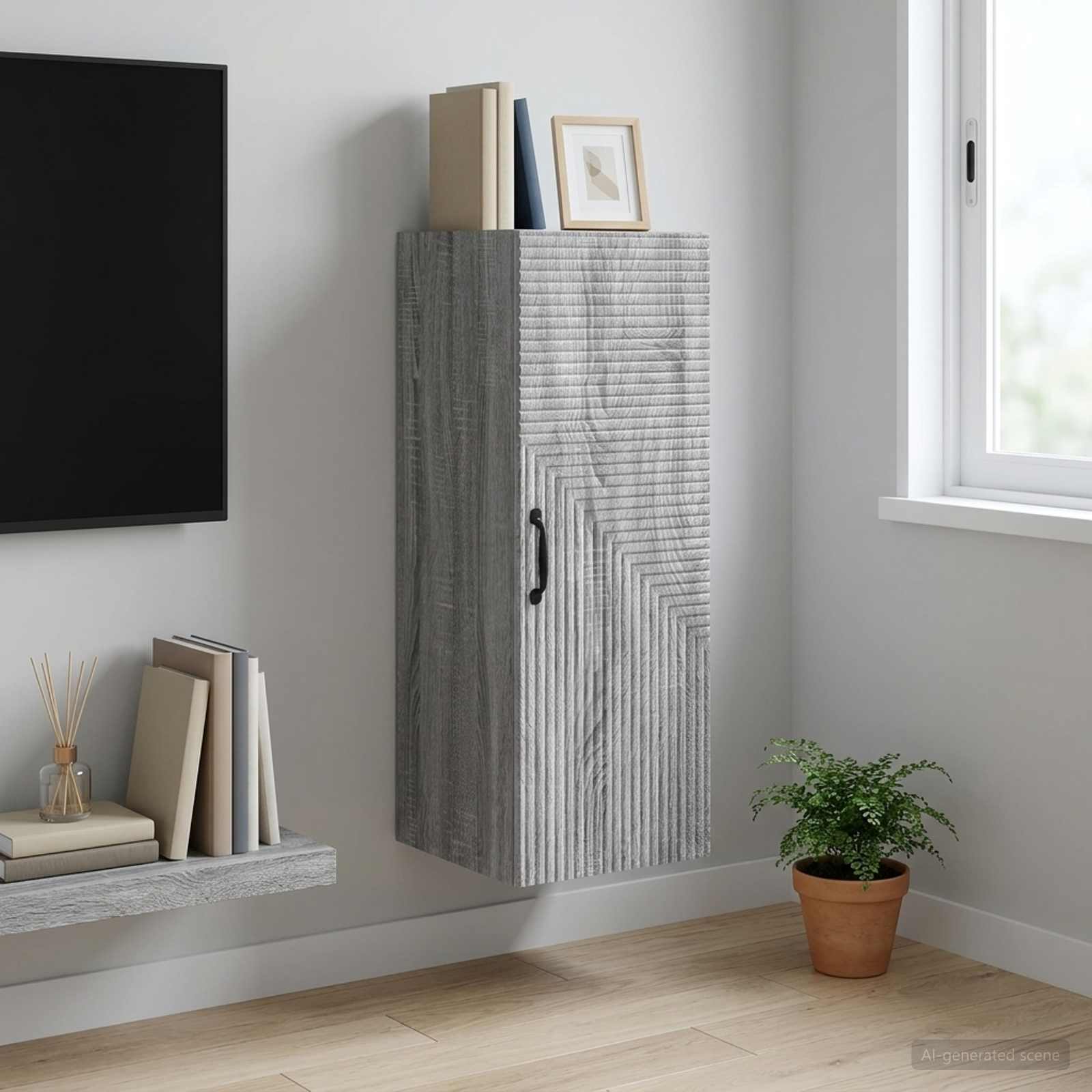 Wandkast Grijs Sonoma 33 x 34,5 x 90 cm Bewerkt hout – afbeelding 1