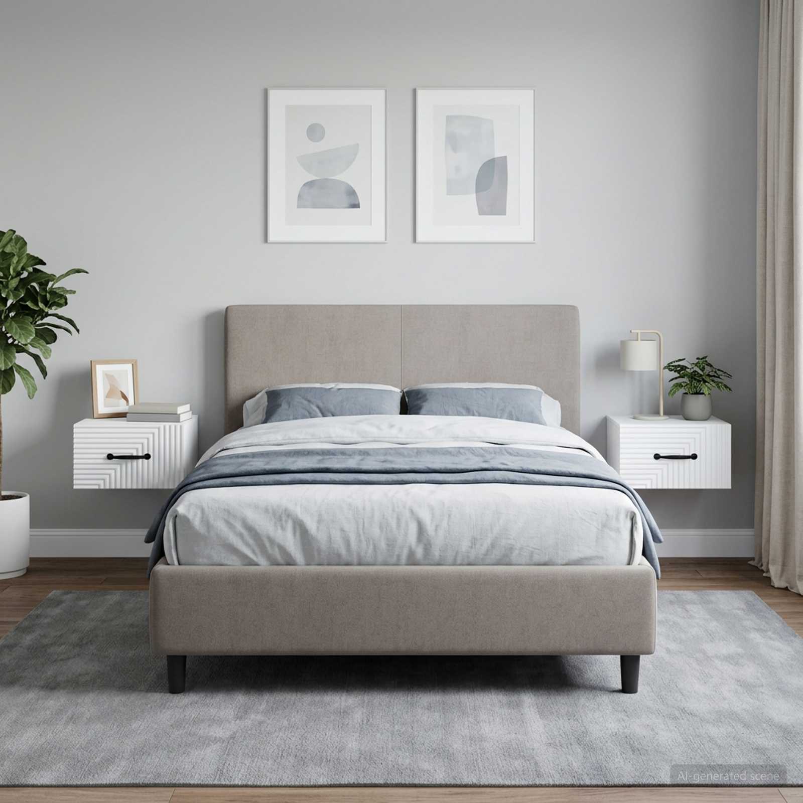 Wandbeugel Bedkast 2 pcs Wit 34,5 x 33 x 20 cm Bewerkt hout