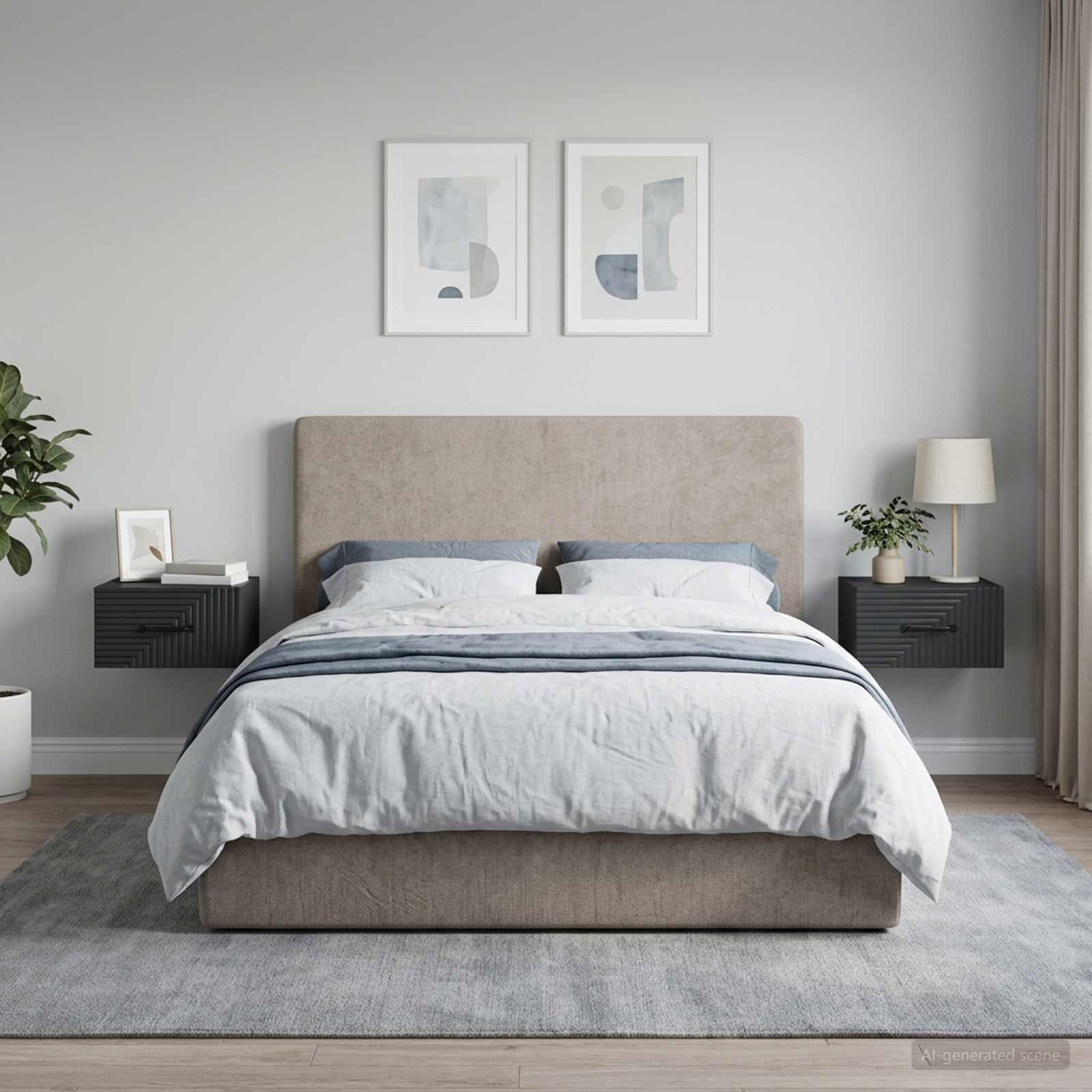Wandbeugel Bedkast 2 pcs Zwart 34,5 x 33 x 20 cm Bewerkt hout – afbeelding 1