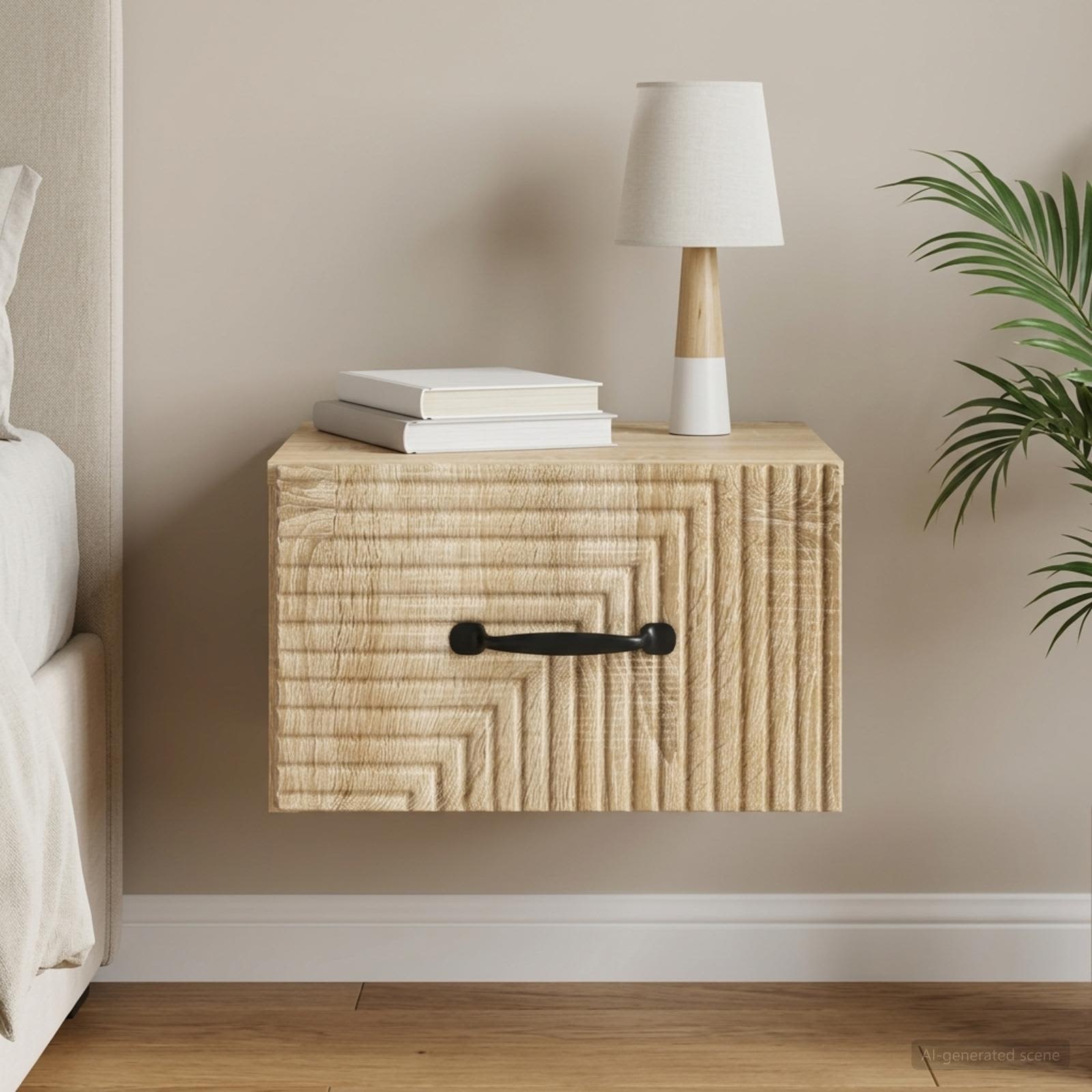 Wandbeugel Bedkast Sonoma Eiken 34,5 x 33 x 20 cm Bewerkt hout